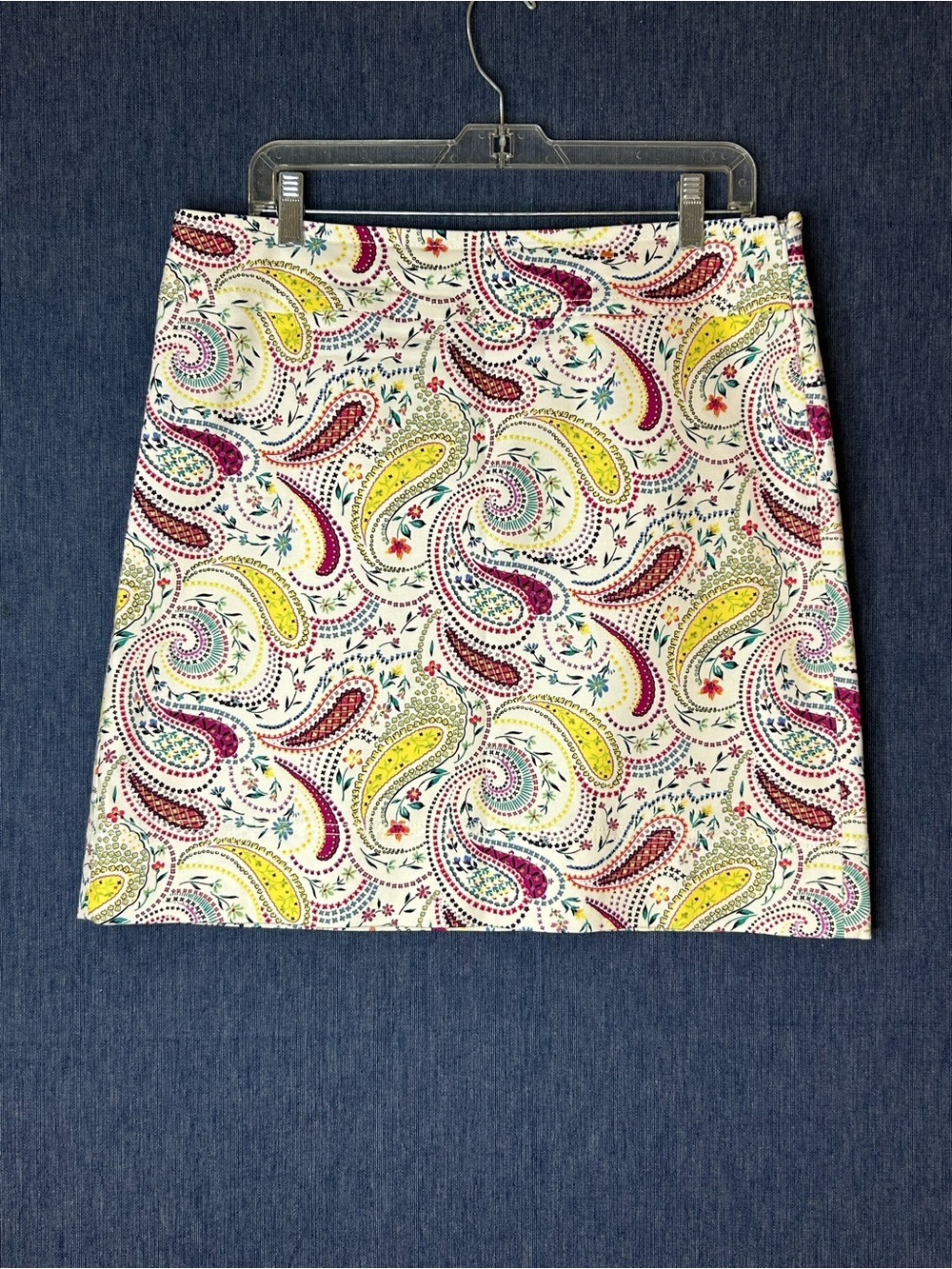 Talbots White Paisley Mini Skirt with Yellow & Pink Accents